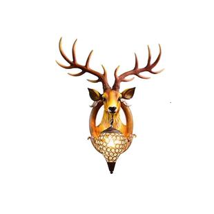 招财鹿头壁灯欧式美式客厅背景墙壁挂灯楼梯玄关餐厅鹿角灯动物灯