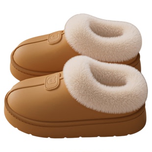 孕妇防水棉拖鞋2025新款冬季外穿防滑厚底加绒保暖包跟女士棉鞋子