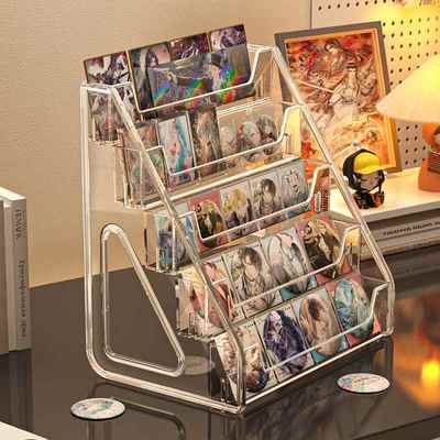 吧唧展示架桌面亚克色纸小卡周边小痛柜多层阶梯谷子徽章展示架子