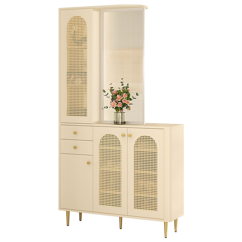 奶油风藤韵鞋柜玄关柜一体隔断柜