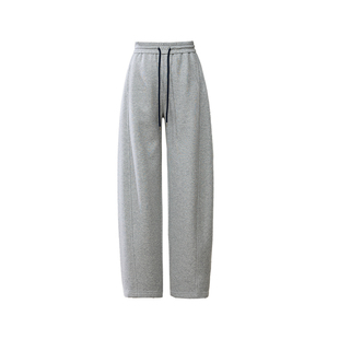 逸阳加绒香蕉运动裤女2025年冬新款显瘦高腰卫裤宽松灰色休闲裤子