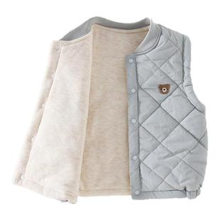 贝肽斯婴儿马甲秋冬款男女童坎肩保暖外穿夹棉新生幼儿背心上衣S