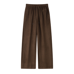 【绒感闲叙】CHICJOJO直筒休闲裤女25冬新款棕色宽松抽绳松弛裤子