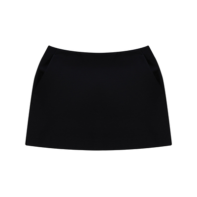 440ME羊毛侧开衩A字短款半身裙