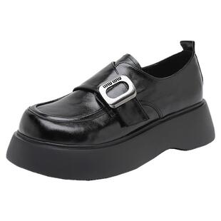 乐福鞋女大码真皮软底2025春季新款松糕厚底英伦风爆款小皮鞋单鞋