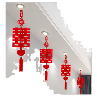 结婚立体喜字灯笼挂件新房客厅吊顶天花板装饰男方女方挂饰高级感