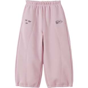 [加绒]马克珍妮女童甜酷蝴蝶结运动弯刀裤儿童裤子冬装新款551531