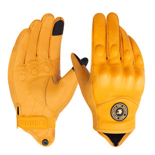 夏季摩托车骑行暴雨皮手套复古巡航机车防水防风薄款透气四季通用