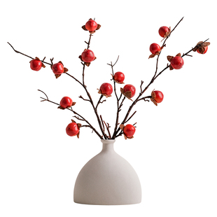 贝汉美柿柿如意仿真柿子树枝素胚花瓶摆件客厅桌面插花装饰品摆设