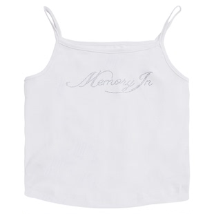 memoryin童装吊带背心两个小朋友女孩纯色字母印花内搭背心