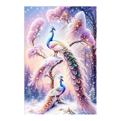 七彩孔雀钻石画高级感吉祥鸟点钻