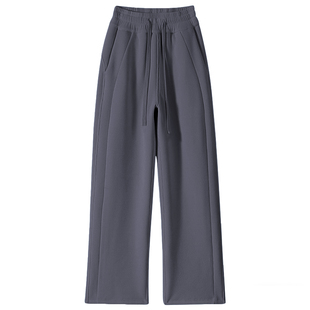 小个子加绒加厚阔腿裤女秋冬特厚羊羔绒裤子东北棉裤外穿直筒卫裤