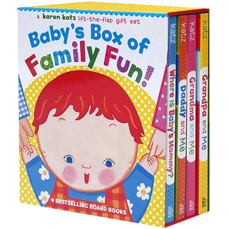 karen katz英文原版翻翻书Daddy Grandpa Grandma and me英语启蒙Where Is Baby's 4本纸板Box of Family Fun母父亲节
