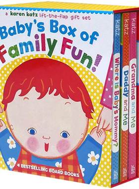 karen katz英文原版翻翻书Daddy Grandpa Grandma and me英语启蒙Where Is Baby's 4本纸板Box of Family Fun母父亲节