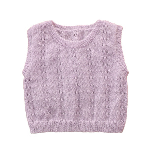 毛儿手作 卿云亲子背心毛线材料包 棒针手工编织diy制作 白厂丝