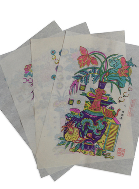 凤翔年画传统手工花卉平安富贵菊