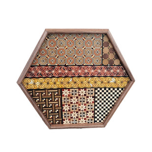 日本制寄木细工六角托盘茶盘2026新款家用实木日式轻奢现代高级感