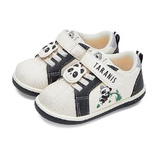 泰兰尼斯春秋款男童鞋学步鞋黑白熊猫休闲防撞女宝贝壳头机能鞋