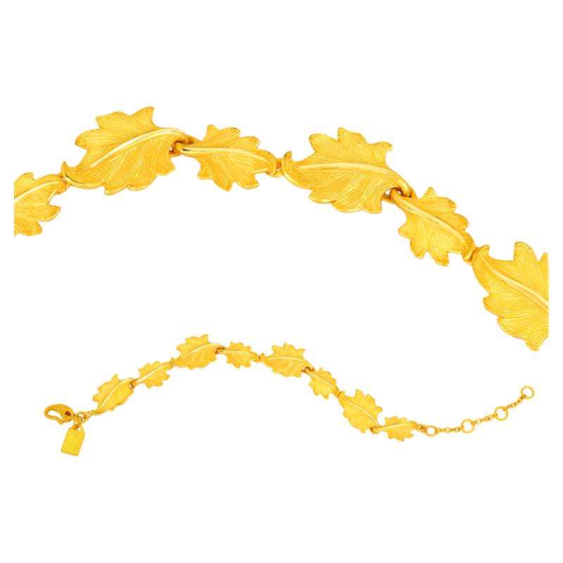 justgold鎮(zhèn)金店金葉情牽足金手鏈1219271Y