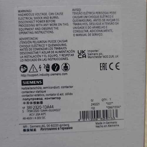 【请询价】3RF2320-1DA44半导体接触器全新品