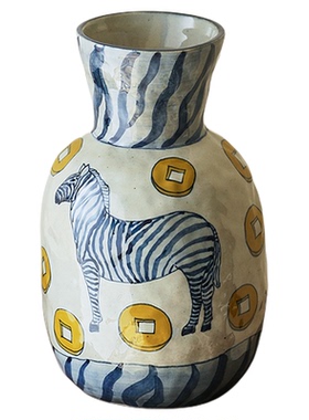 陶美集马年中古风洋牡丹鲜花花瓶