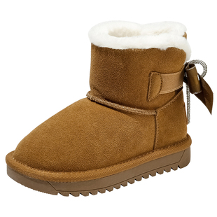 百丽童鞋女童雪地靴2025冬季新款儿童棉鞋雪地棉加绒保暖小童大棉