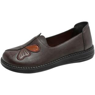 大东妈妈鞋2026春季新款时尚舒适单鞋刺绣一脚蹬软底平底鞋女5015