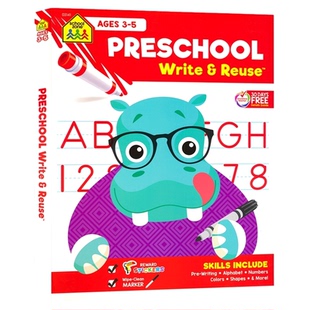 Preschool Write & Reuse Ages 3-5 School Zone 学龄前 可擦写早教启蒙练习册 书写控笔 字母 数字 益智活动 幼儿教辅 英文原版书