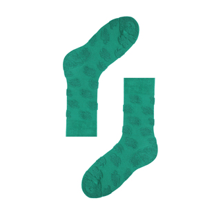 AR反毛圈中筒袜绿色花朵地板袜堆堆袜ins潮r线基础线AlmondRocks