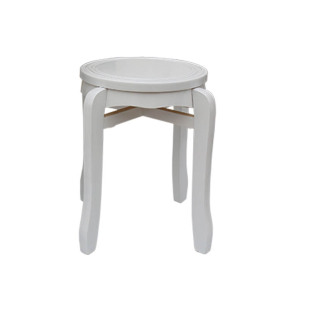 全实木圆凳家用餐桌凳象牙白板凳欧式时尚白色凳子可叠落吃饭凳子