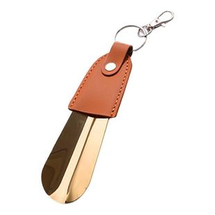 不锈钢锁匙扣鞋拔带皮套鞋拔子车钥匙挂件便于携带提鞋器旅行便携