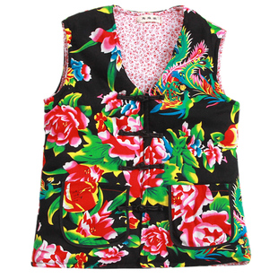 男装2025丝绵马甲外套冬加厚纯棉大花布修身短款坎肩成人马夹背心