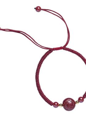 正品红绳好运珠手链朱砂民族风