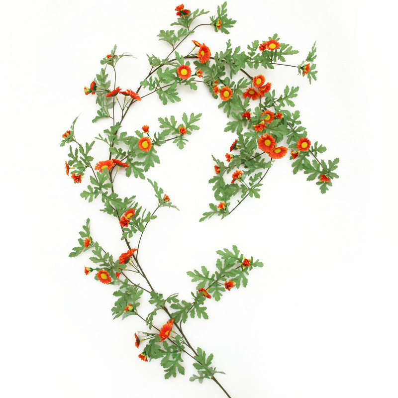 仿真雏菊花藤条管道背景墙装饰花
