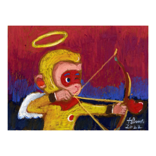 陈建周潮流版画悟空梵高求暖遇见现代书房小尺寸卡通装饰画治愈系