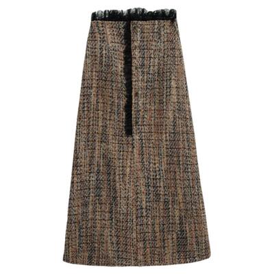 利达NEWDADADA半身裙女秋冬毛呢高腰显瘦复古设计感a字裙子TQ873