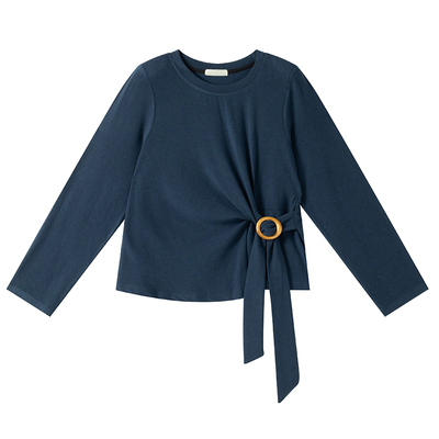 复古休闲风设计感百搭扭结T恤衫