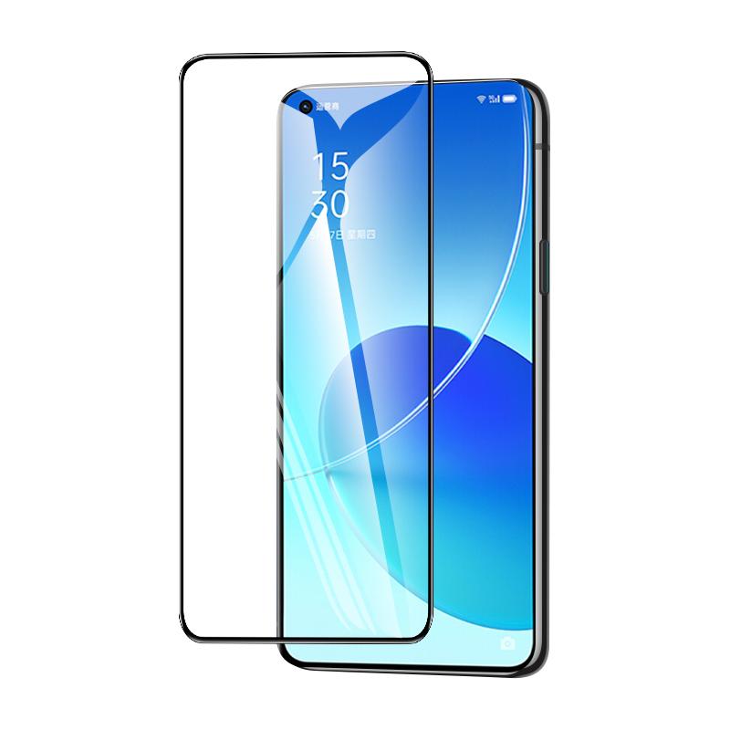 适用opporeno6钢化膜抗摔5G版护眼Reno6无白边reno6手机膜抗指纹高清刚化膜全包边opopReno6全屏覆盖玻璃保护