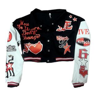 韩女团ive同款演出服青春活力甜酷表演套装 kitsch短款棒球打歌服