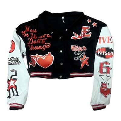 IVE短款刺绣棒球服甜酷演出服