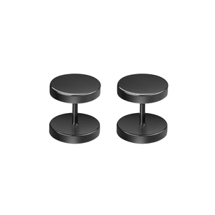 朋克杠铃圆饼耳钉男潮酷耳饰百搭黑色经典哑铃简约耳骨钉女睡觉