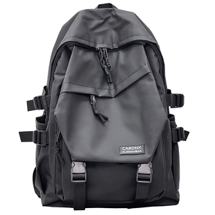 港风书包初中女生大容量简约百搭学生书包男工装情侣旅行双肩包女