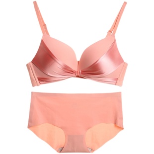 高档无钢圈前扣美背内衣裤套装女士聚拢加厚文胸调整型性感小胸罩