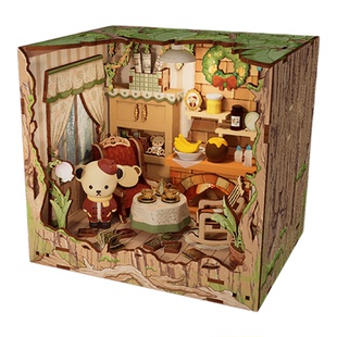 泰迪树屋系列3diy玩具微缩小屋迷你世界可亮灯手工树屋元宵节礼物