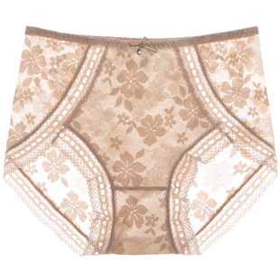 洁韵朵蕾丝内裤女性感收腹无痕中高腰大码蚕丝抑菌裆2025新款短裤