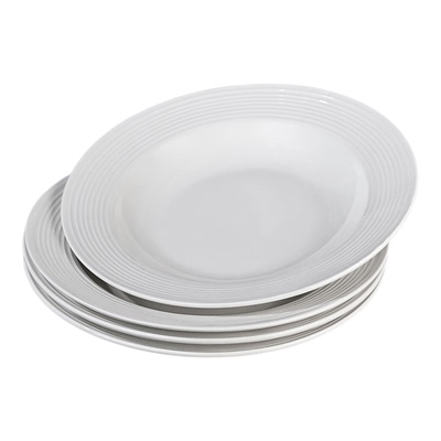 纯白草帽西餐盘釉下彩