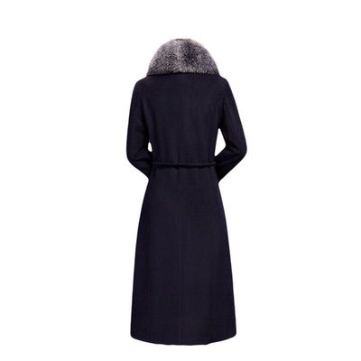 纯色时尚中长款修身呢子羊毛大衣