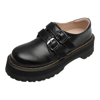 英伦小皮鞋厚底松糕增高真皮圆头