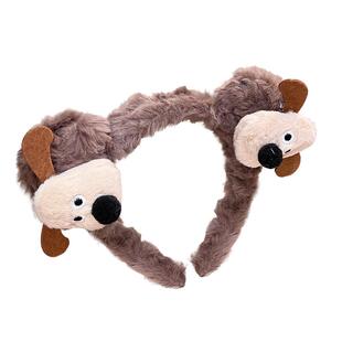 卡通立体毛绒小狗发卡发箍女款可爱搞怪外出拍照道具头箍洗脸头饰