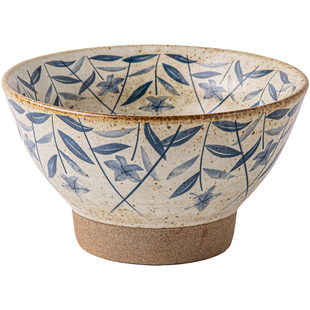 巷子尾〖桔梗斗笠饭碗〗5英寸粗陶高脚碗复古米饭碗特色粥碗小碗